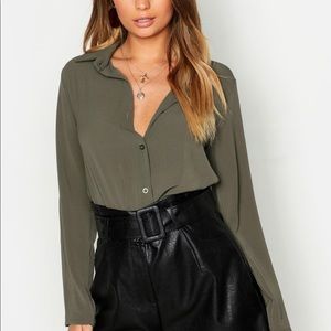 **SOLD** Boohoo Woven Shirt Green